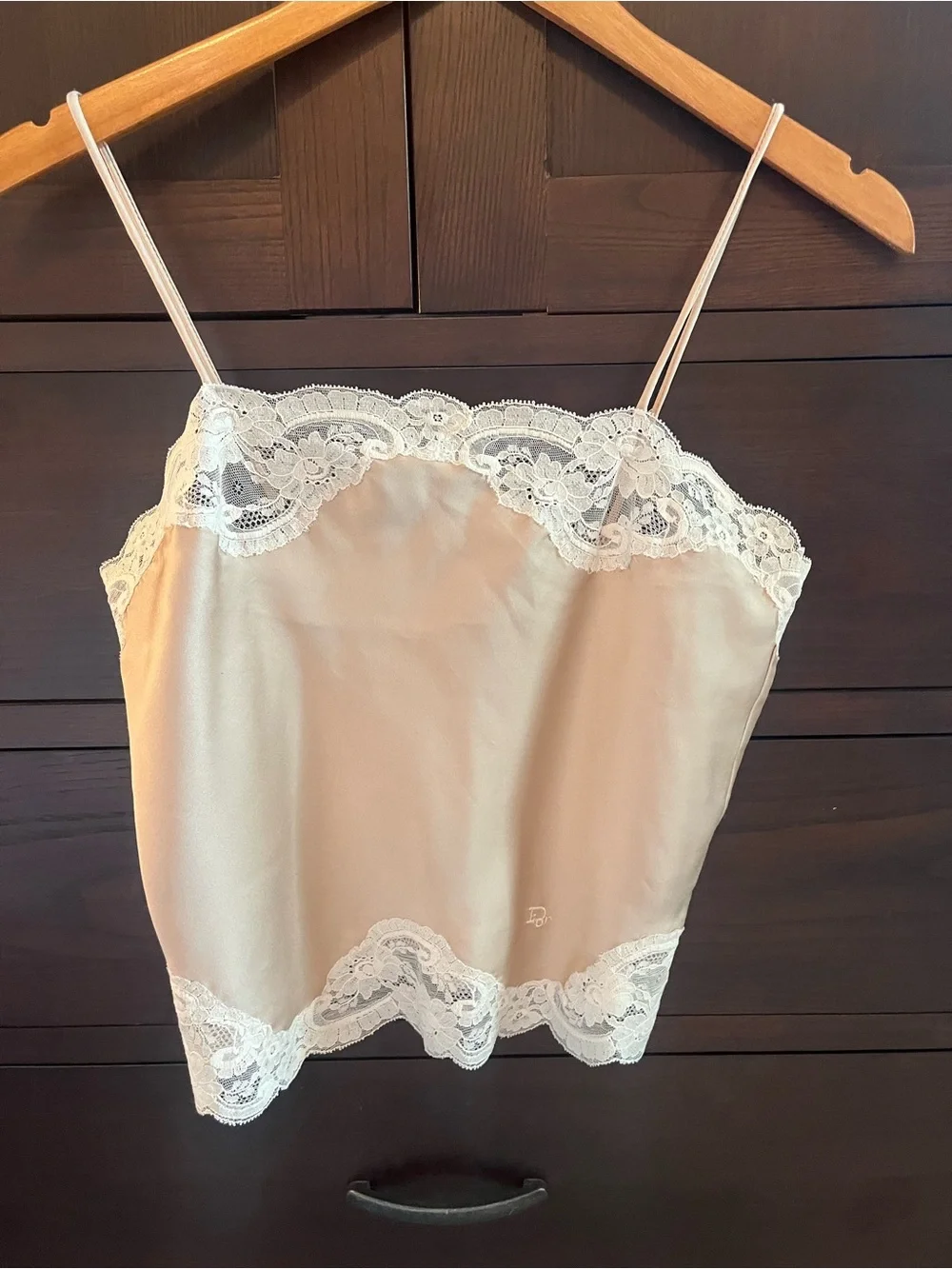 Vintage Dior Blush/Beige Lace-Trim Camisole